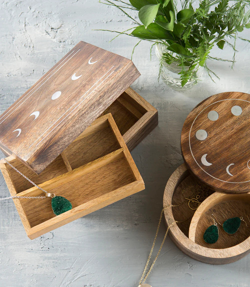 Moon Phase Jewelry/Trinket Box With Tray