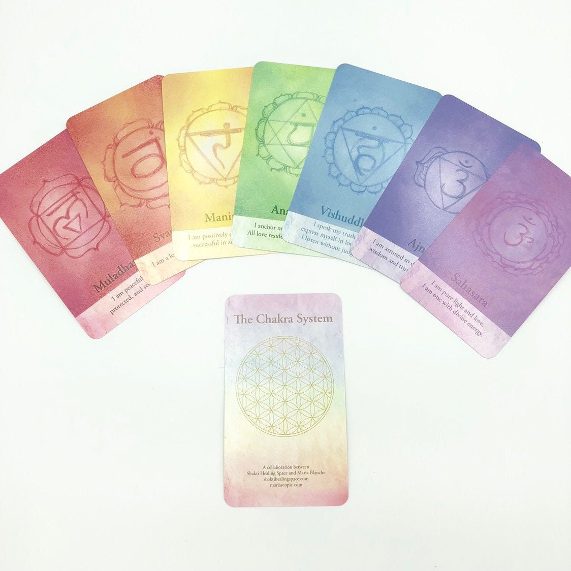 Chakra Card Deck with yantra illustrations