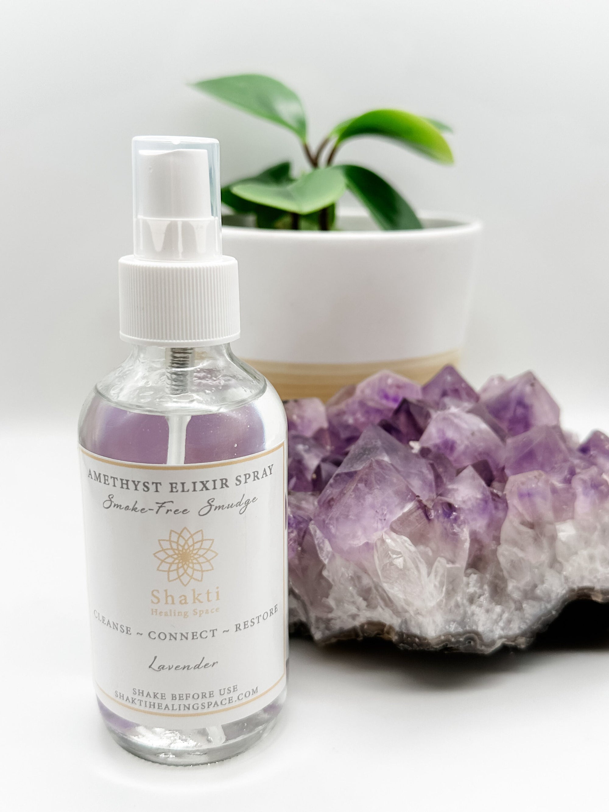 Smoke free smudge in Lavender with amethyst crystal