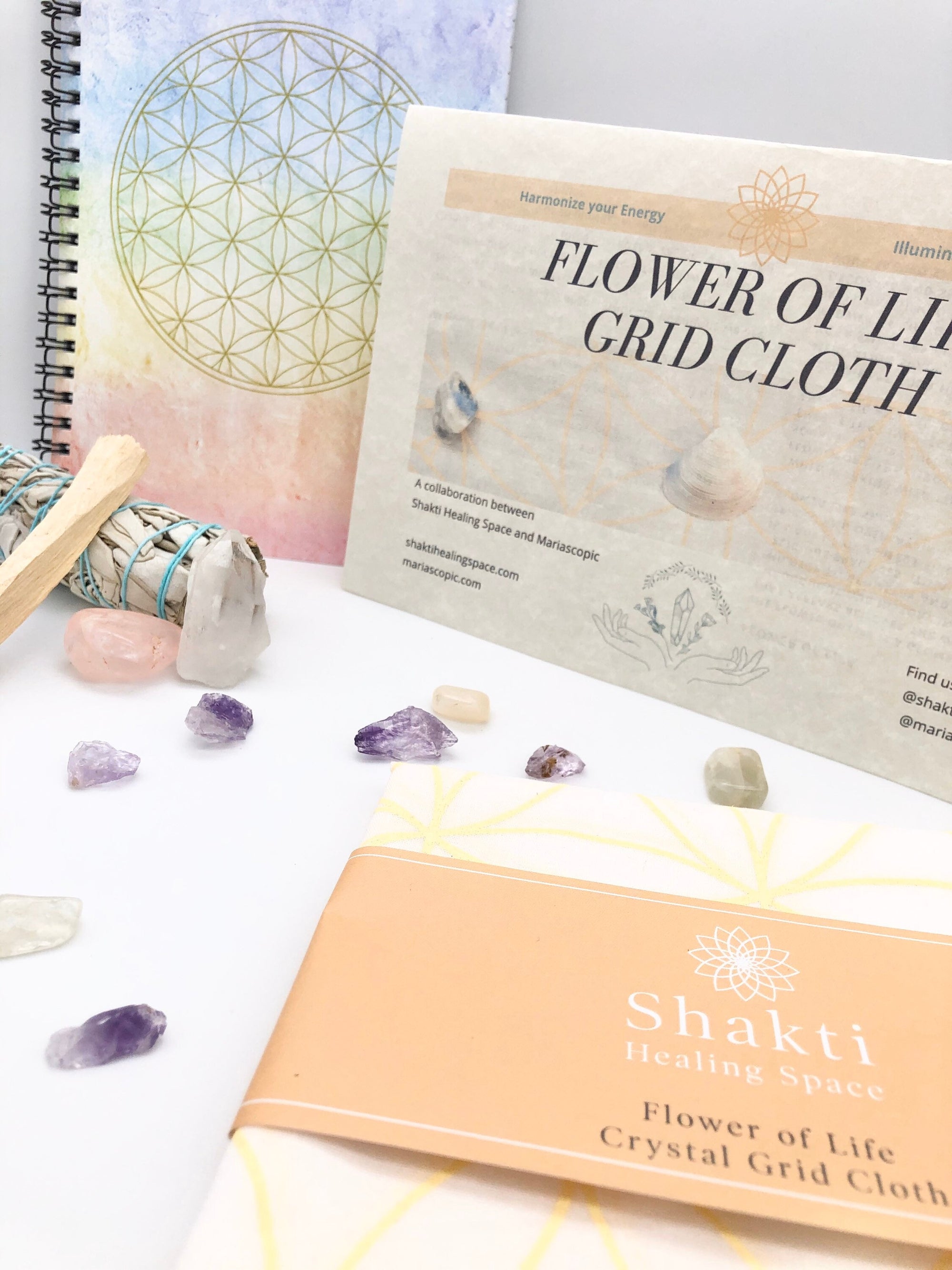 Crystal grid kit with healing crystals