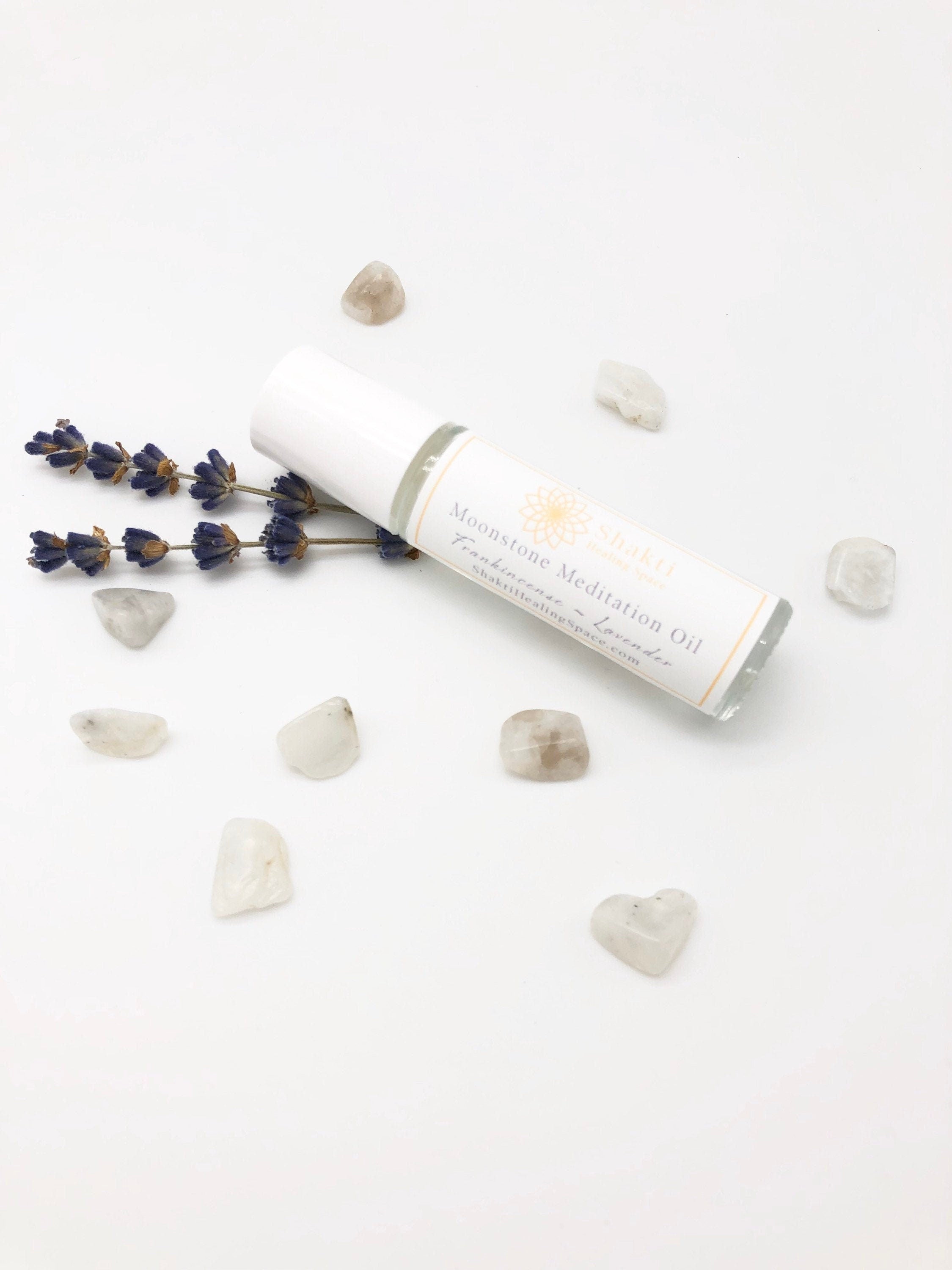 Frankincense and lavender essential oil roller for meditation.
