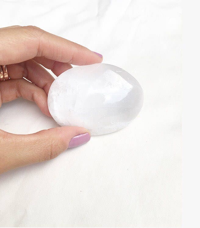 Selenite Palm Stone
