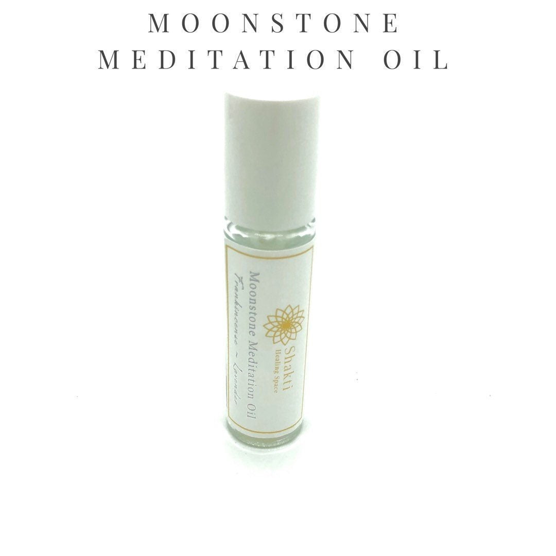 Moonstone meditation essential oil roller.