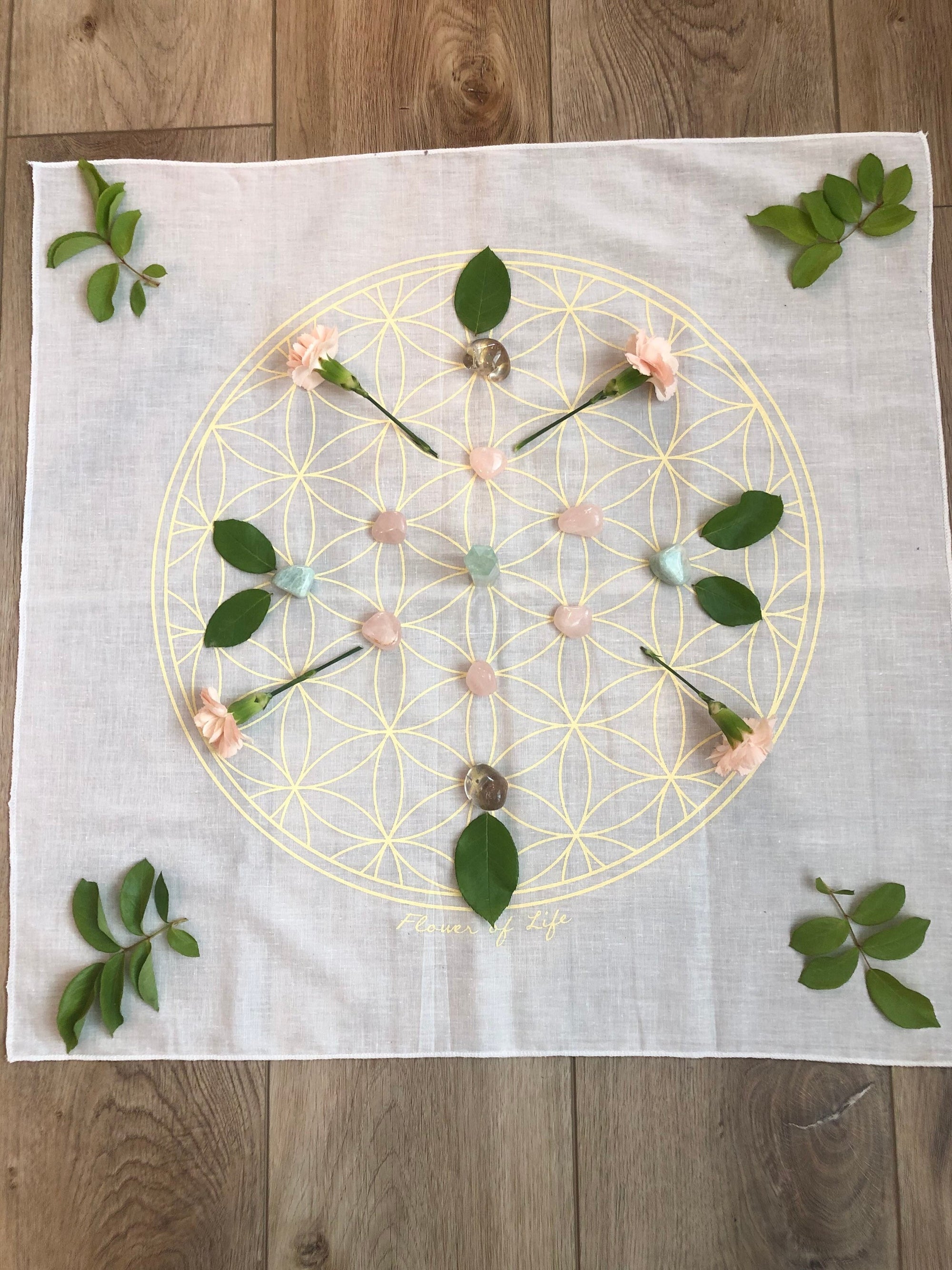 Sacred geometry crystal grid cloth