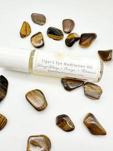 Tiger's eye stones in a meditation essential oil roller. 