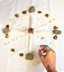 Altar cloth with crystal grid