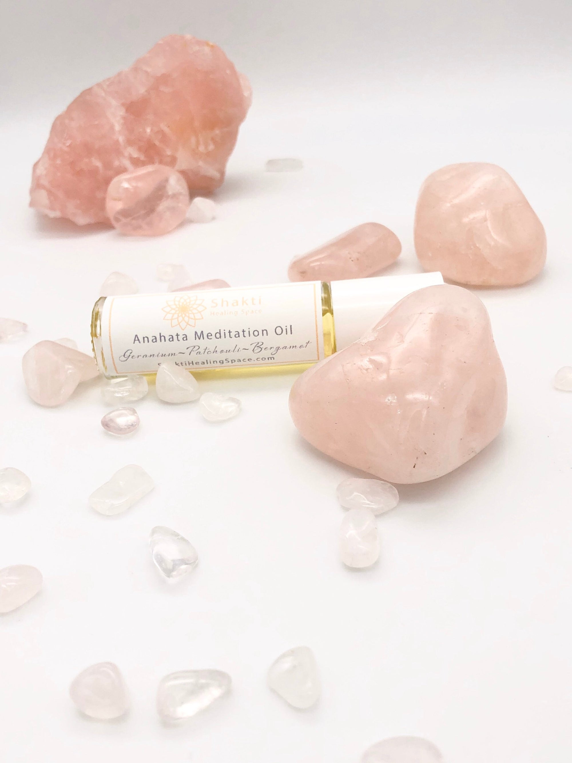Essential oils roller with geranium, patchouli and bergamot.