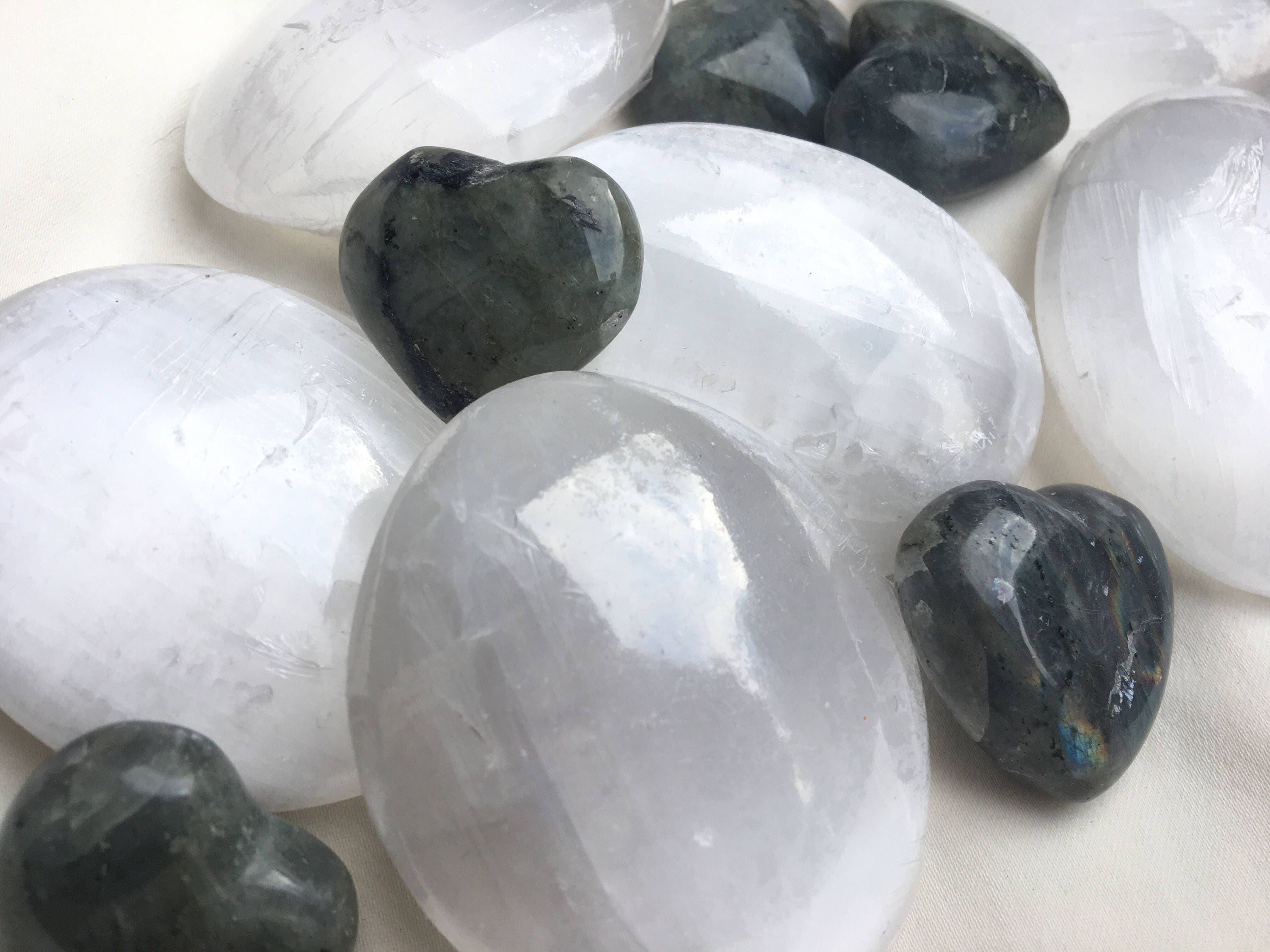 Selenite Palm Stone
