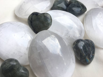 Selenite Palm Stone