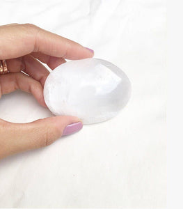 Selenite Palm Stone