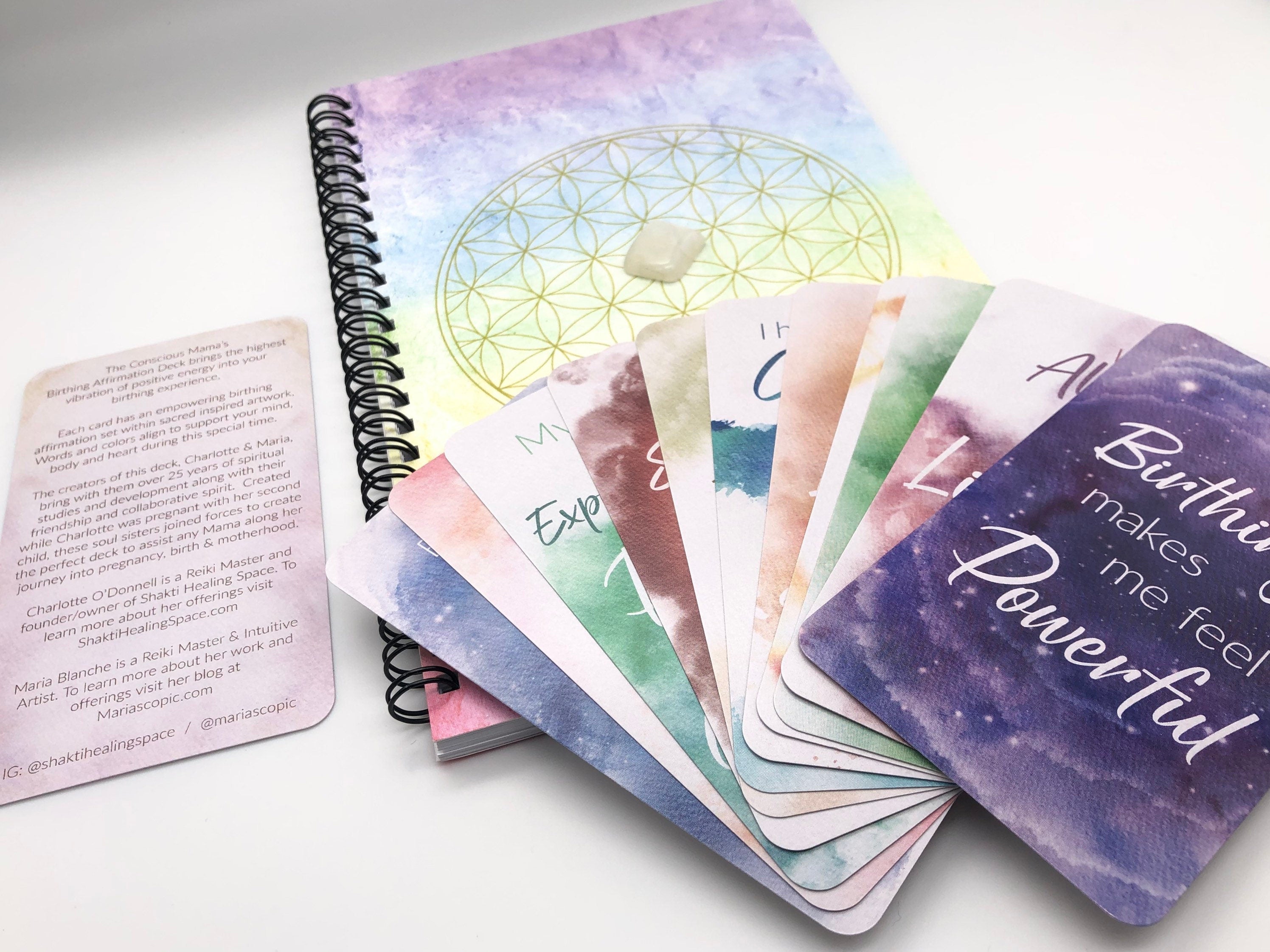 Divine Mama ~ Birthing Affirmation Card + Flower of Life Journal set