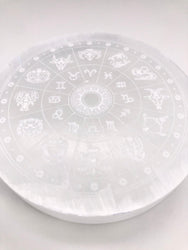 Zodiac Wheel Selenite Plate