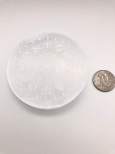 Zodiac Wheel Selenite Plate