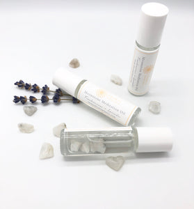 Moonstone chips in essential oil rollers.
